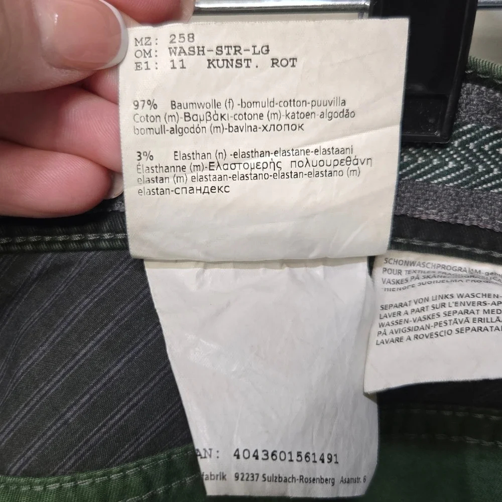 Hiltl Trouser Pants Men 38x30 Kenton Green Cotton Straight Leg 5 Pocket Jean Cut
